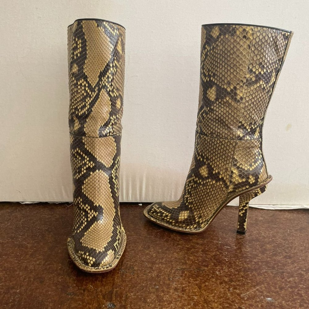 Marni Runway 70s style snake skin python Heel Boots 6.5 Size